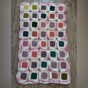 Handmade granny square Colorful Crochet baby infant stroller crib sized  Blanket